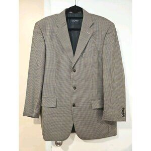 Nautica Neptune Sport Jacket/Blazer Men's 42R Beige Blue Houndstooth Wool Canada